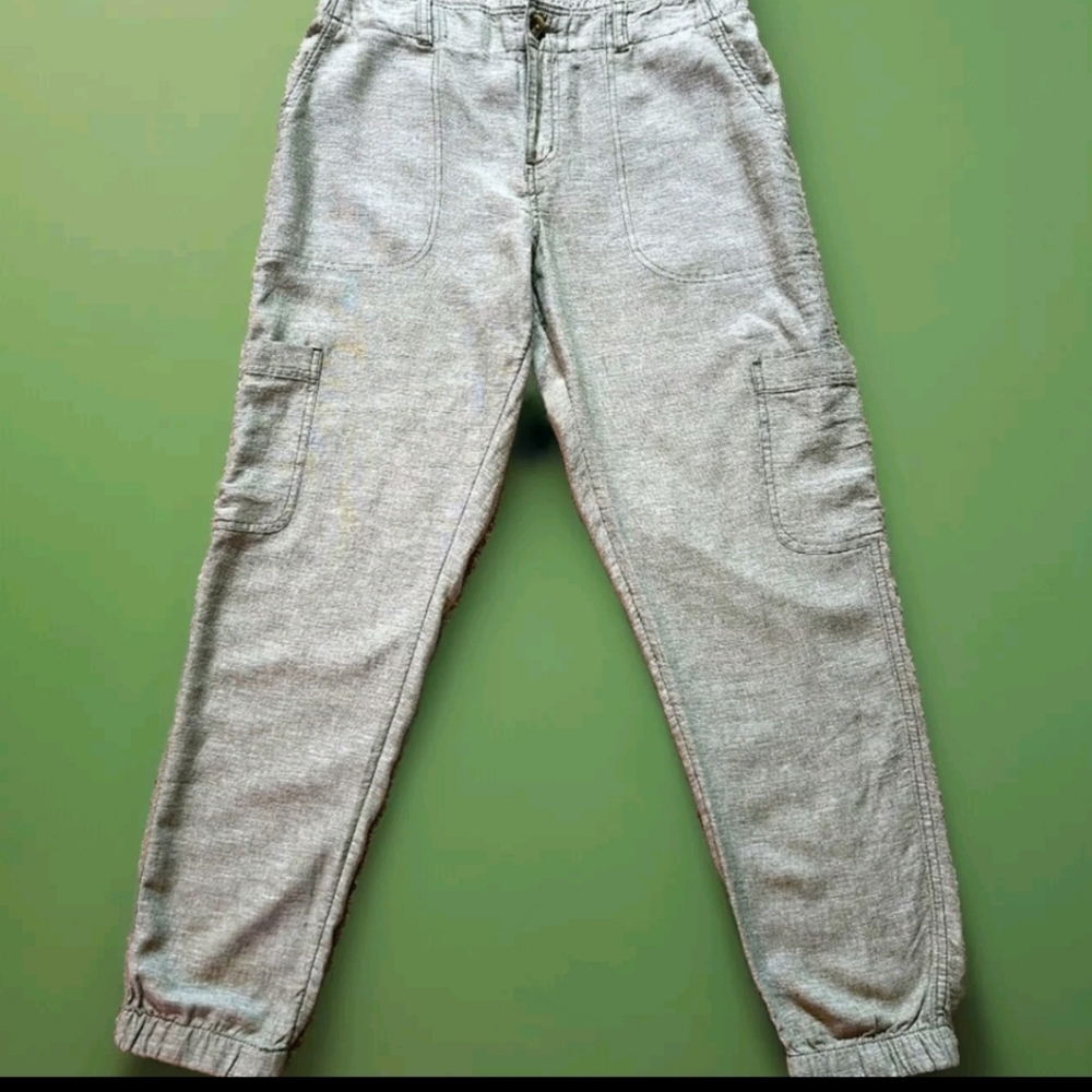 NWOT Sonoma Linen Blend Cargo Jogger Size 12 Color Army Green green